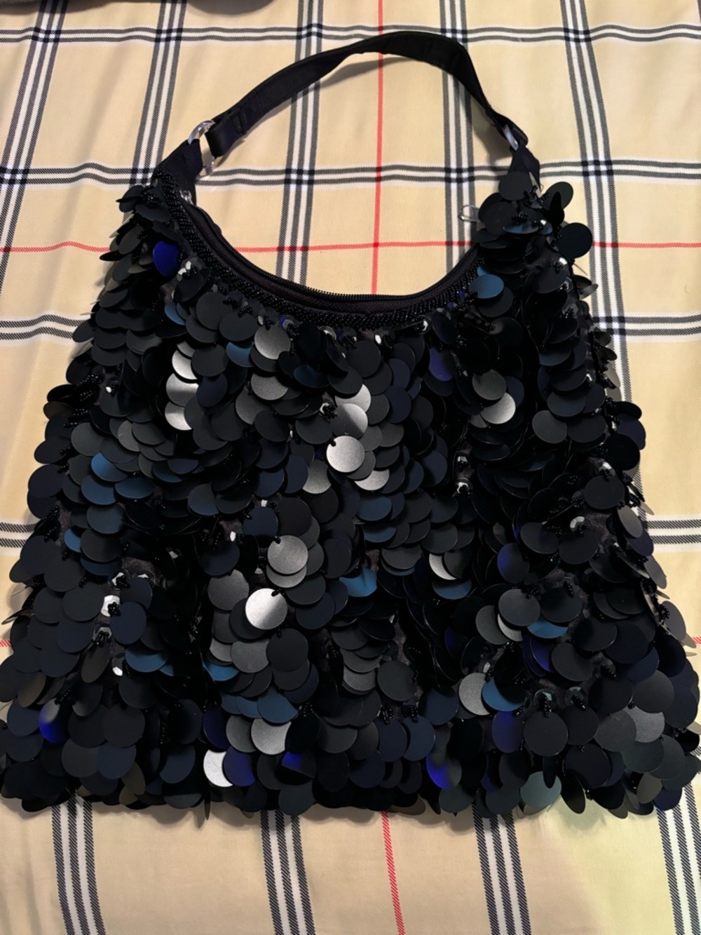 Black Sequin Shoulder Bag - Designer-Inspired